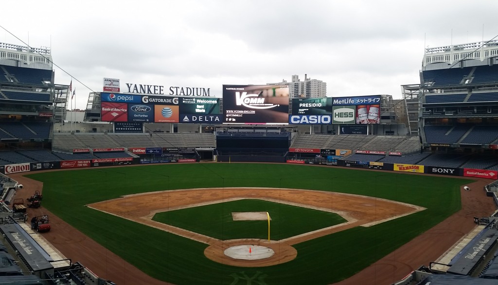 V‑COMM logo appears on video board at Yankee Stadium during Transit Wireless Phase 4 Launch Party